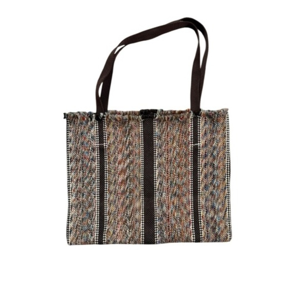 Woven Striped Artisanal Boho Tote Bag Earth‎ Tones Artsy Eclectic Coastal Indie